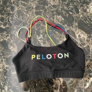 Strappy sports bra Olympic colors medium EUC